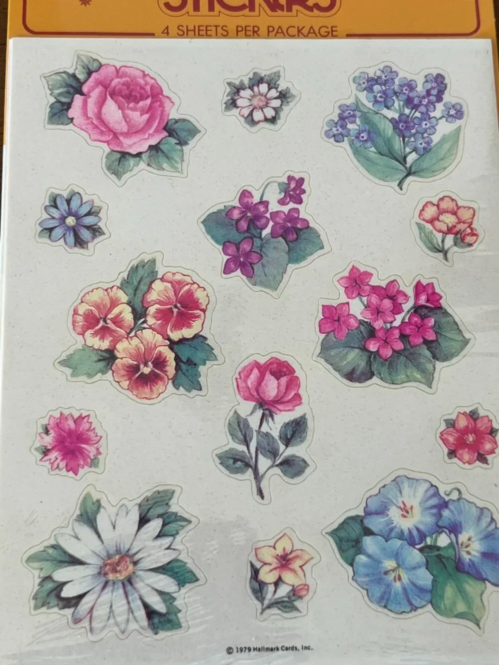 2 Sealed Vtg. 1979 Floral Ambassador Hallmark Sticker Packages Flower Stickers